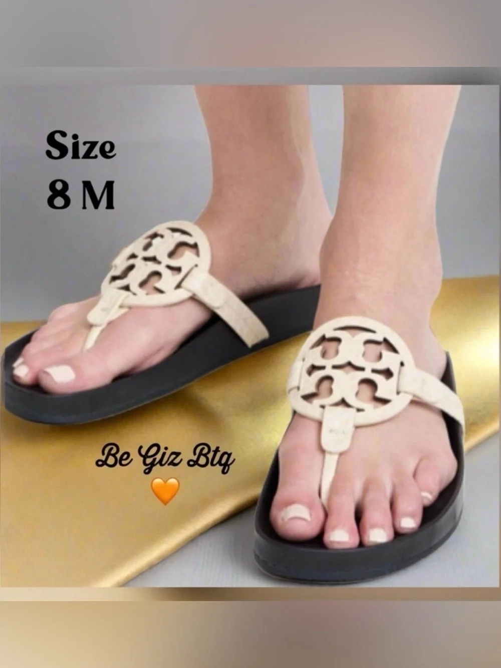 NWT Tory Burch Leather Miller Cloud Leather Slides Navy/Cream 8 M
